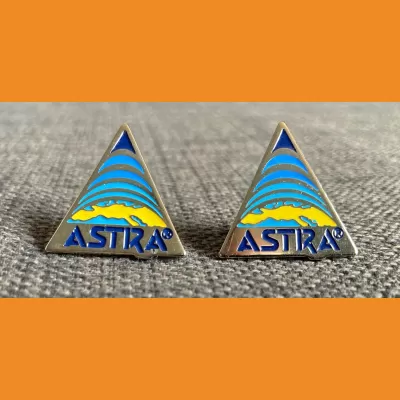 Astra satellite pin badges