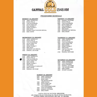 Capital Gold Programme Schedule 1993