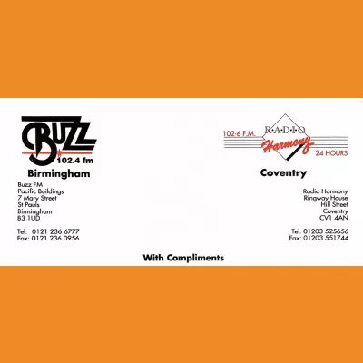 Buzz FM / Radio Harmony Compliments Slip 1994