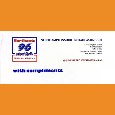 Northants 96 Compliments Slip 1987