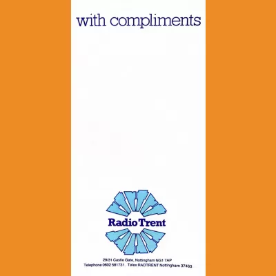 Radio Trent Compliments Slip 1980s