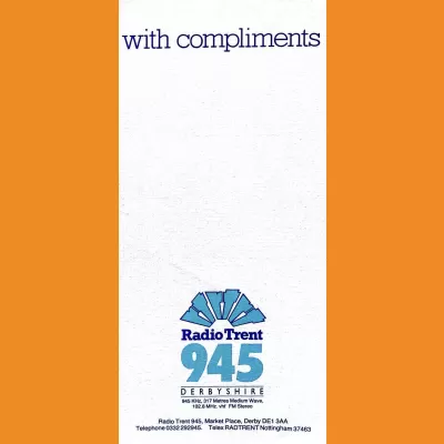 Radio Trent 945 Derby Compliments Slip 1987