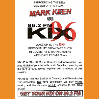 KiX 96 Mark Keen Promotion 1990s