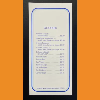 Radio Trent merchandise price list