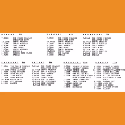 Kiss 100 Programme Schedule 1992