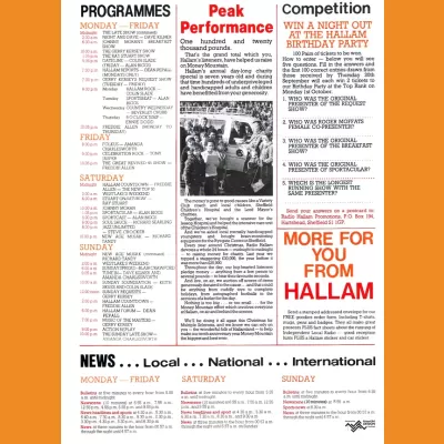 Radio Hallam Programme Schedule 1984
