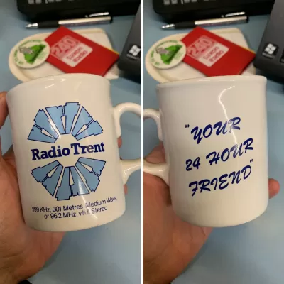 Radio Trent mug, 1980s.