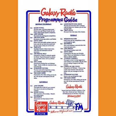 Galaxy Radio Bristol Programme Schedule 1990s