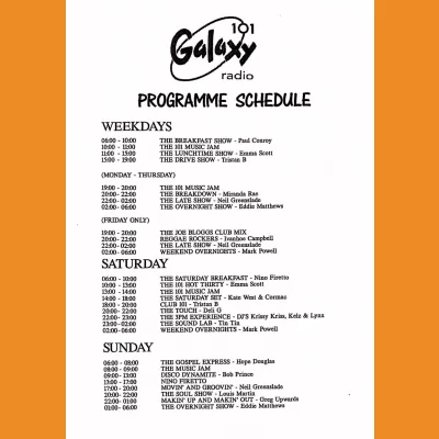 Galaxy 101 Programme Schedule 1990s