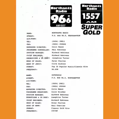 Northants Radio Information & Programme Schedule September 1990