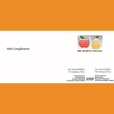 BBC Hereford & Worcester Compliments Slip 1989