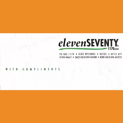 Eleven Seventy High Wycombe Compliments Slip 1990s