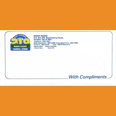 Manx Radio Compliments Slip 1980s