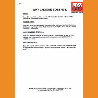 BOSS 603 Glos Advertising Ratecard March 1995