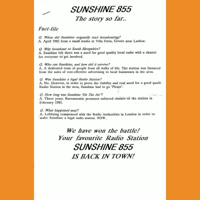 Sunshine 855 Media Pack 1992