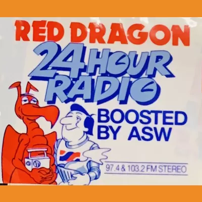 Red Dragon "24 Hour Radio" sticker