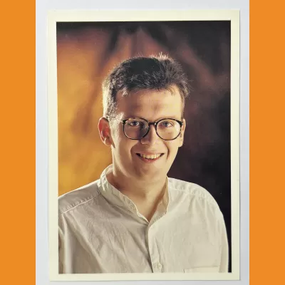 Mark Meadowcroft Hallam FM photocard, 1990s