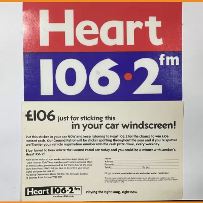 Heart 106.2 sticker, 2000s.