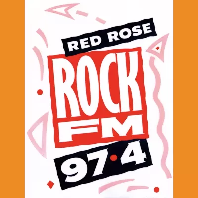 Red Rose Rock FM Car Sticker 1990s
