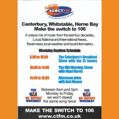 106 CTFM Radio leaflet, 1990s.
