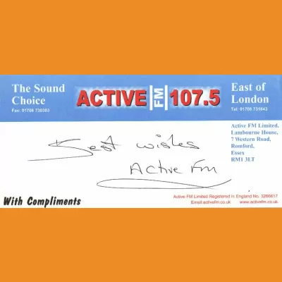 Active 107.5 FM compliments slip