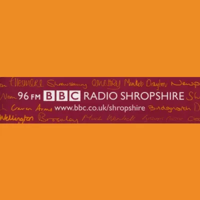 BBC Radio Shropshire burgundy place names sticker