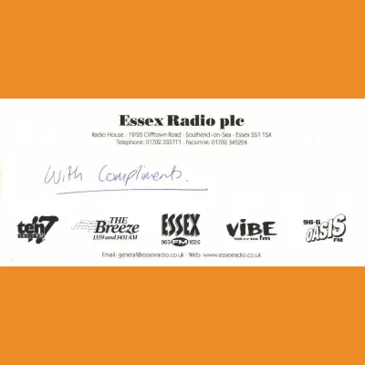 Essex Radio Group compliments slip - Essex FM, Vibe, Oasis, Breeze