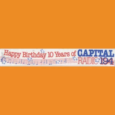 Capital Radio 10 year birthday window sticker (1983)