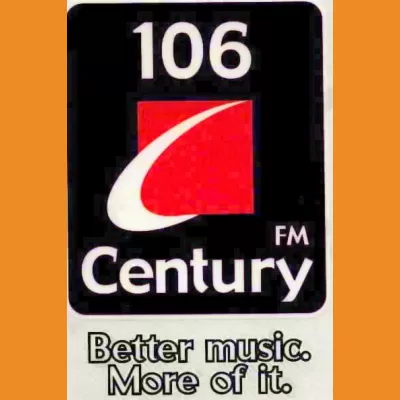 106 Century FM "Better music. More of it" sticker