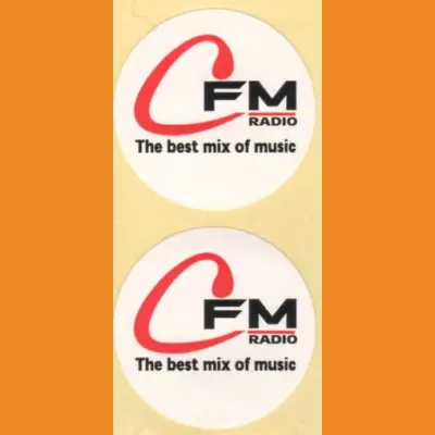 CFM Radio "The best mix of music" lapel stickers