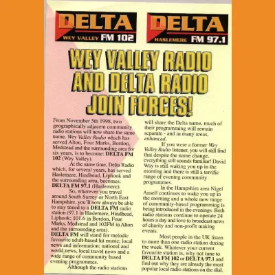 Delta FM launch leaflet (1998)