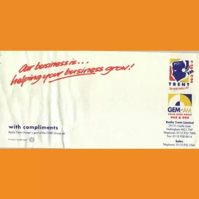 Trent FM / GEM-AM 1990s compliments slip