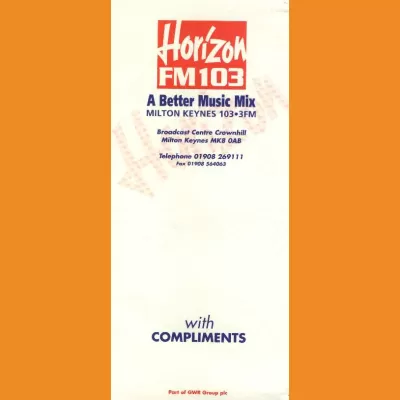Horizon FM "A Better Music Mix" compliments slip