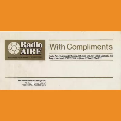 Radio Aire compliments slip, 1980s