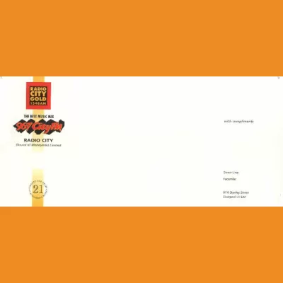 City FM / Radio City Gold 21st anniversary compliments slip, 1995