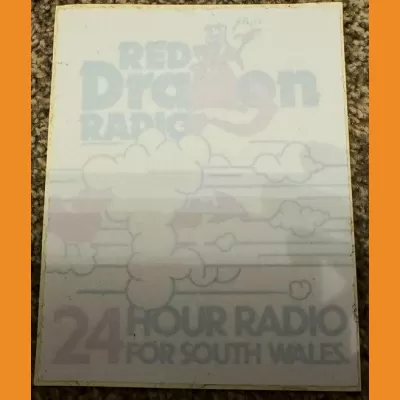 Red Dragon Radio "24 hour radio for South Wales" sticker, c. 1986