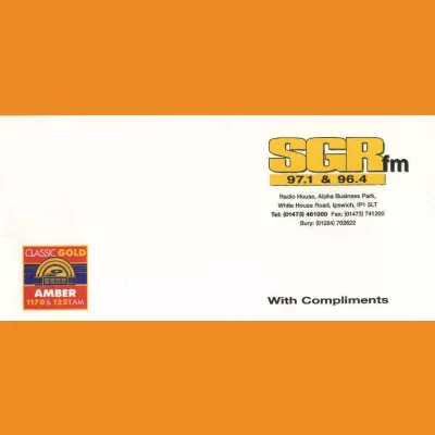 SGR FM . Classic Gold Amber compliments slip, 00s