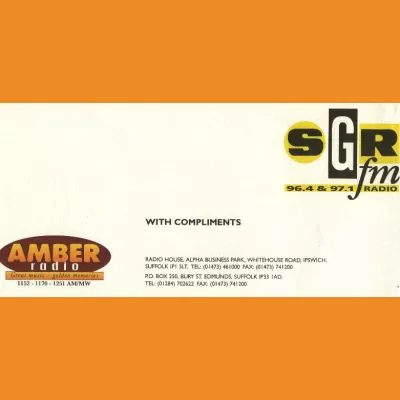 SGR / Amber Radio compliments slip, 90s