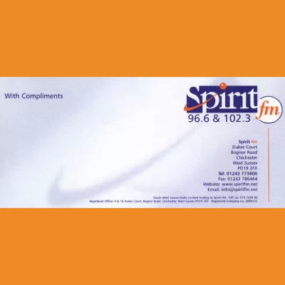 Spirit FM compliments slip, early 00s