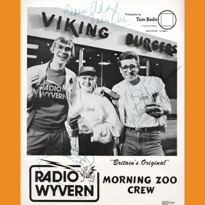 Sammy Southall, Neil Fox & Eleanor Oldroyd Radio Wyvern Photocard 1985