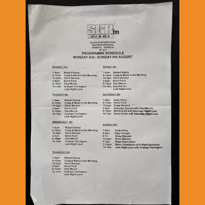 SGR programme schedule, August 1998