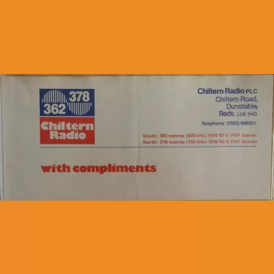 Chiltern Radio compliments slip, mid 80s