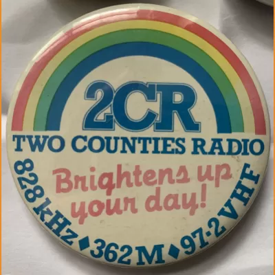 2CR Brightens Your Day badge, 1980s