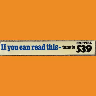 Capital Radio 539 sticker, 1973/74