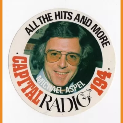 Michael Aspel Capital Radio Sticker, late 1970s