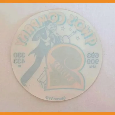 BBC Radio 2 Two's Company round window sticker, 1980s