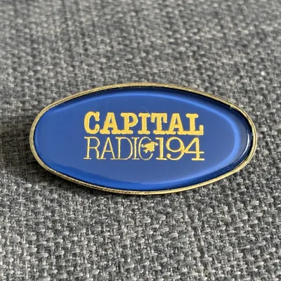 Capital Radio metal pin badge, early 1980s (oval version)