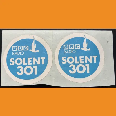BBC Radio Solent 301 lapel stickers, early 80s