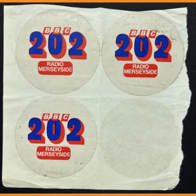 BBC Radio Merseyside 202 lapel stickers, late 70s