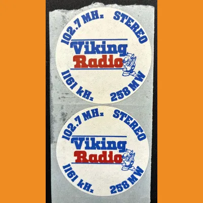 Viking Radio 102.7FM lapel stickers, 1984/85